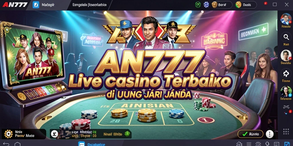 Screenshot AN777 menunjukkan dealer profesional dan suasana permainan Live Casino.
