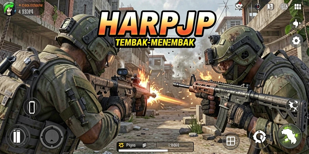 Screenshot gameplay HARAPJP yang menampilkan aksi tembak-menembak mendebarkan.
