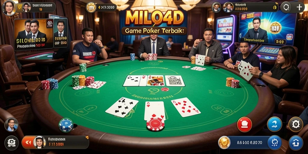 Tampilan gameplay poker yang mendebarkan di MILO4D.