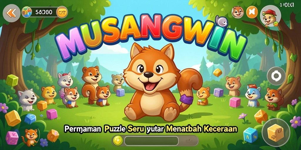 Tampilan seru gameplay MUSANGWIN dengan berbagai tantangan puzzle.