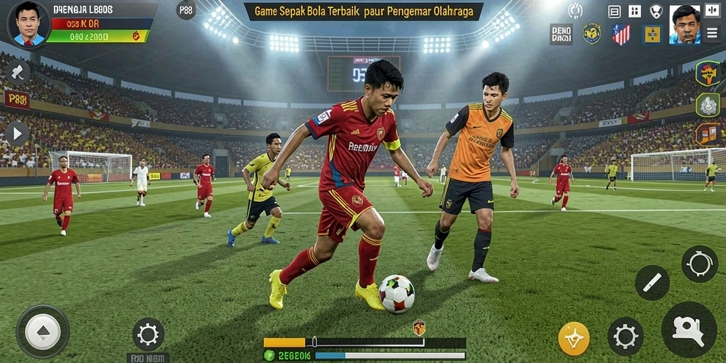 Screenshot PP88 menampilkan aksi pertandingan sepak bola yang intens.