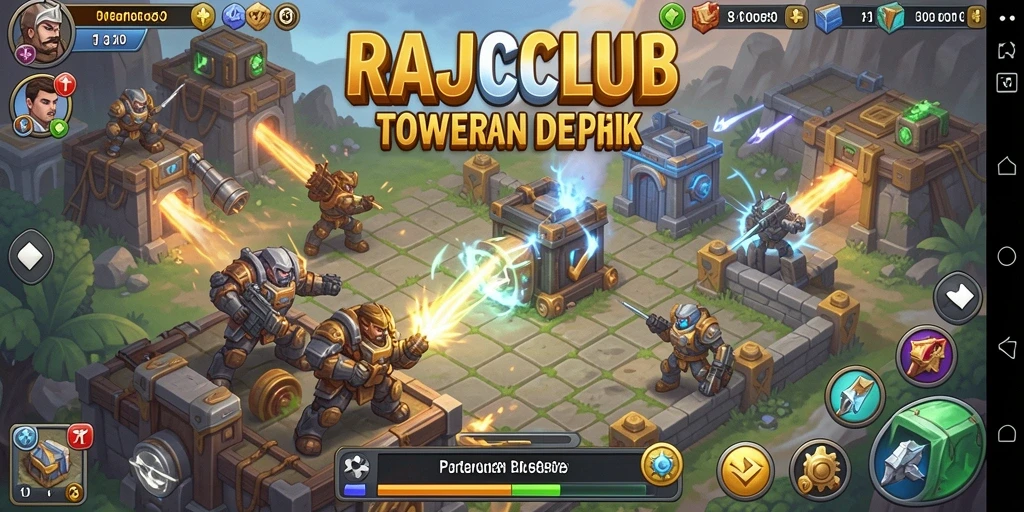 Screenshot RAJACLUB menunjukkan aksi seru dalam gameplay Tower Defense.
