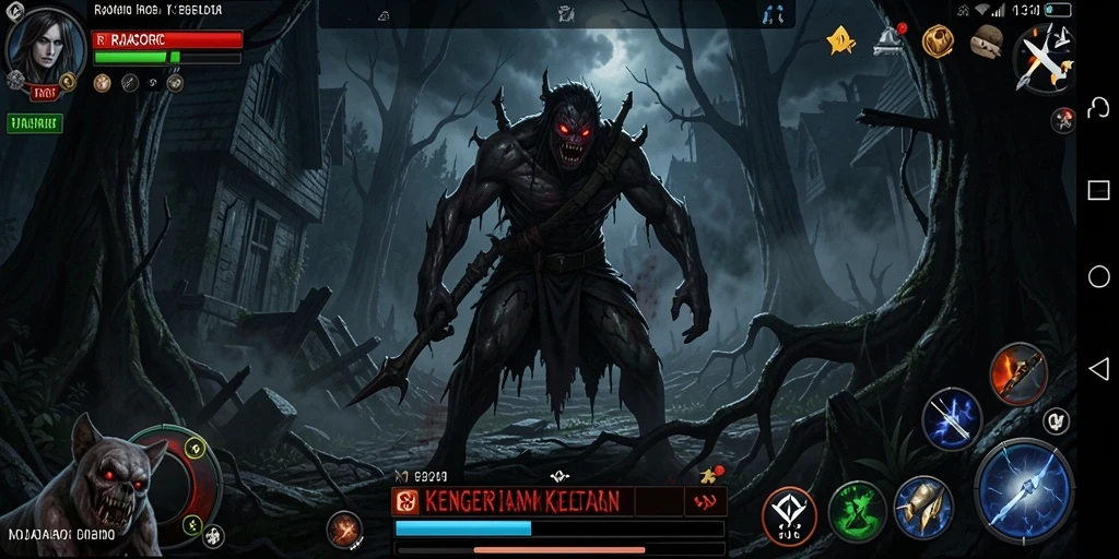 Screenshot RAJACORC menampilkan suasana kegelapan yang mencekam dan gameplay yang menegangkan.