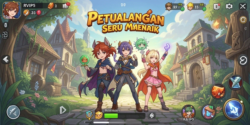Tampilan gameplay seru dalam RVIP5 dengan karakter Anime yang menarik.